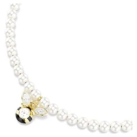 Idyllia choker, Crystal pearl, Mixed cuts, Bee, White, 18K gold finish