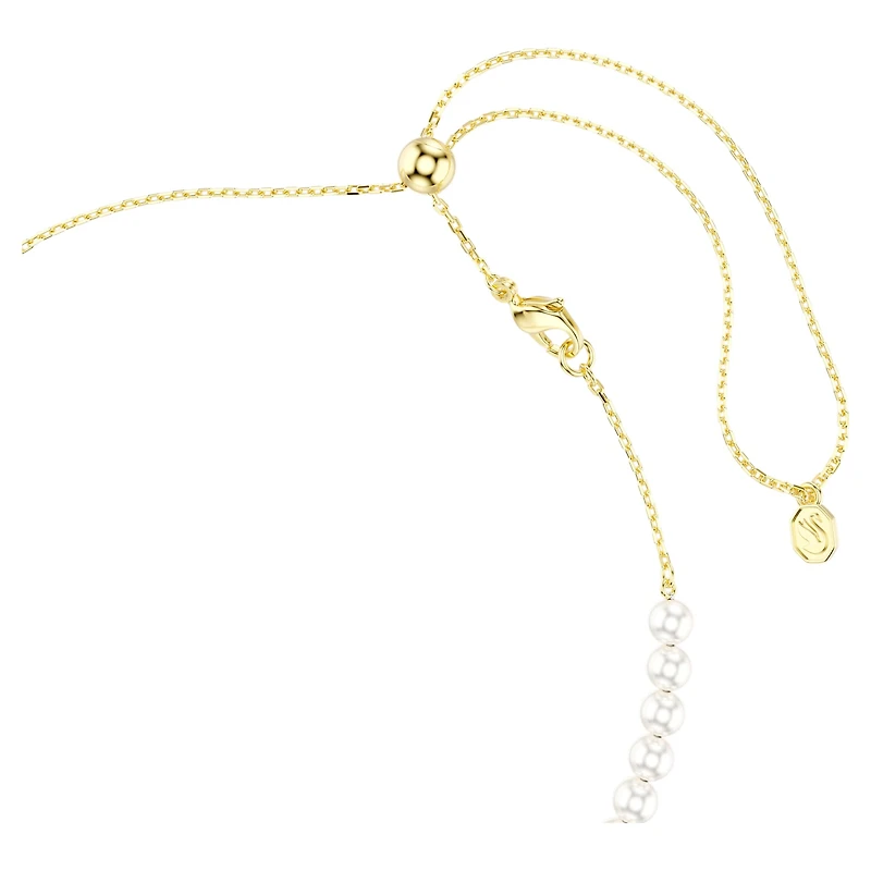 Idyllia choker, Crystal pearl, Mixed cuts, Bee, White, 18K gold finish