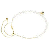 Idyllia choker, Crystal pearl, Mixed cuts, Bee, White, 18K gold finish