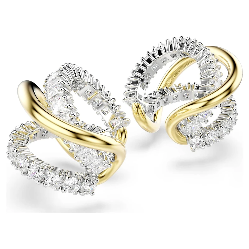 Hyperbola ear cuffs, Mixed cuts, White, Mixed metal finish by SWAROVSKI