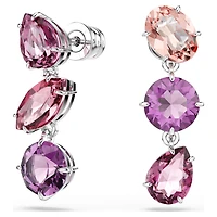 Gema drop earrings, Mixed cuts, Pink, Rhodium plated by SWAROVSKI