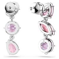 Gema drop earrings, Mixed cuts, Pink, Rhodium plated by SWAROVSKI