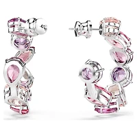 Gema hoop earrings, Pink, Rhodium plated by SWAROVSKI