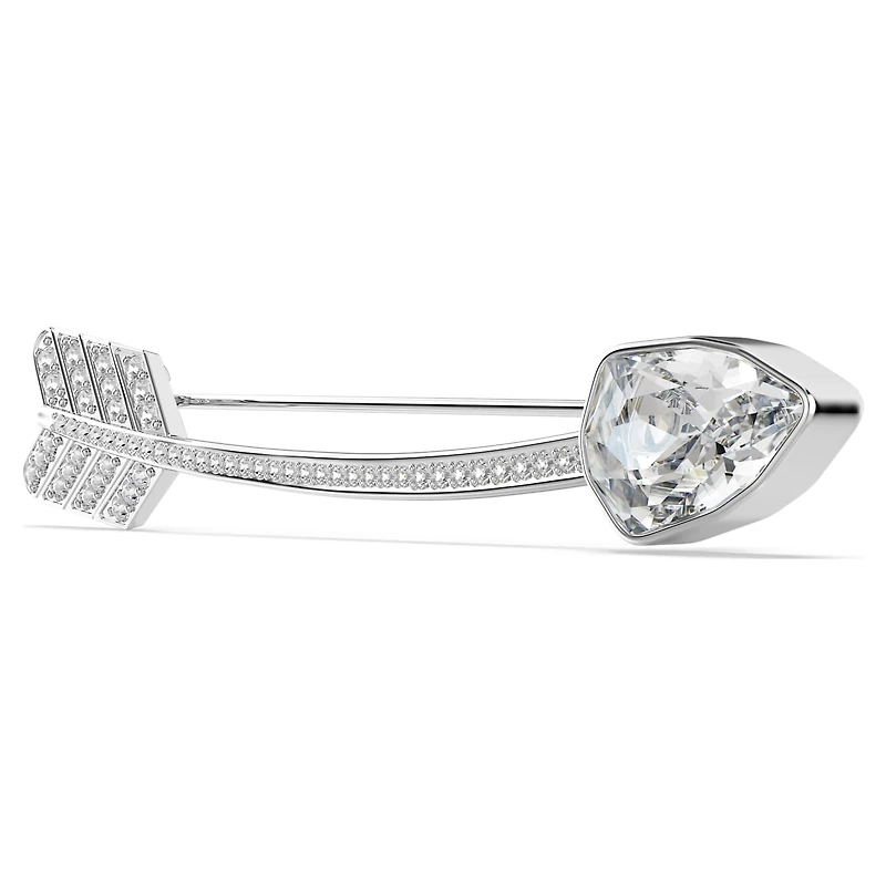 Idyllia brooch, Mixed cuts, Arrow, White, Rhodium plated by SWAROVSKI