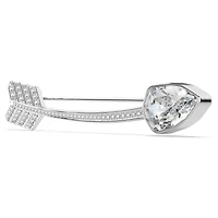 Idyllia brooch, Mixed cuts, Arrow, White, Rhodium plated by SWAROVSKI