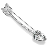 Idyllia brooch, Mixed cuts, Arrow, White, Rhodium plated by SWAROVSKI