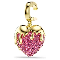 Idyllia charm, Round cut, Heart, Pink, Gold-tone plated by SWAROVSKI