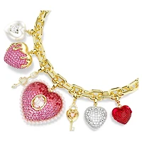 Idyllia necklace, Mixed cuts, Heart, key, Multicoloured, 18K gold finish