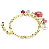 Idyllia necklace, Mixed cuts, Heart, key, Multicoloured, 18K gold finish