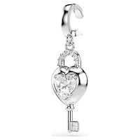 Idyllia charm, Mixed cuts, Heart with key, White, Rhodium plated