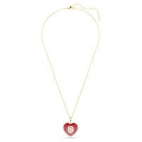 Idyllia pendant, Mixed cuts, Heart, Pink, 18K gold finish