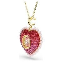 Idyllia pendant, Mixed cuts, Heart, Pink, 18K gold finish