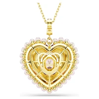 Idyllia pendant, Mixed cuts, Heart, Pink, 18K gold finish