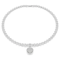 Idyllia charm, Mixed cuts, Pearl-coloured coating, Heart, White, Rhodium plated by SWAROVSKI