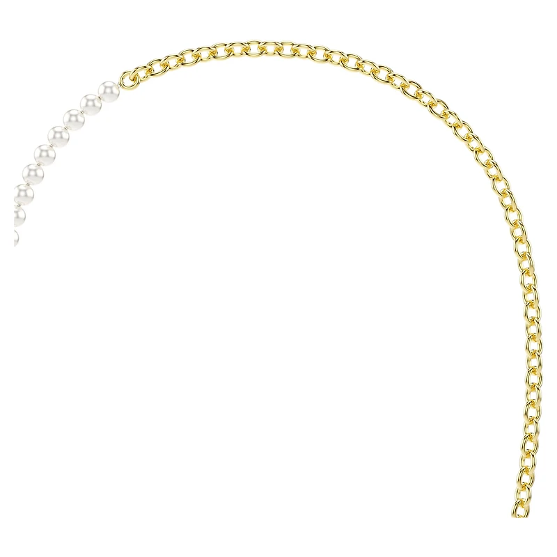 Idyllia necklace, Crystal pearl, White, 18K gold finish
