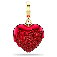 Idyllia charm, Round cut, Heart, Red, 18K gold finish