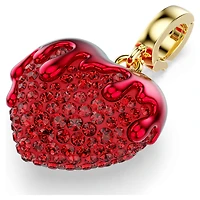 Idyllia charm, Round cut, Heart, Red, 18K gold finish