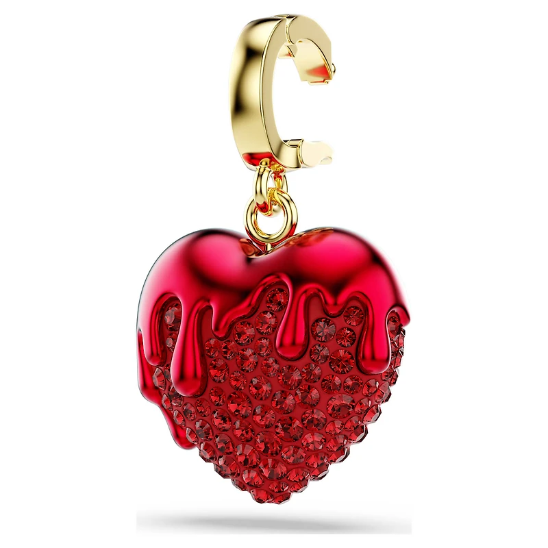 Idyllia charm, Round cut, Heart, Red, 18K gold finish