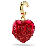 Idyllia charm, Round cut, Heart, Red, 18K gold finish