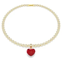 Idyllia charm, Round cut, Heart, Red, Gold-tone plated by SWAROVSKI