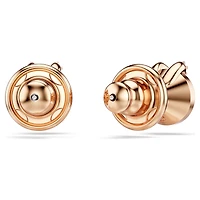 Bella V stud earrings, Round cut, Pavé, Pink, 18K rose gold finish