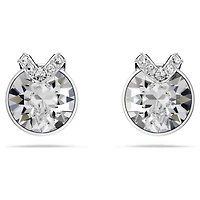 Bella V stud earrings, Round cut, Pavé, White, Rhodium plated by SWAROVSKI
