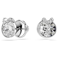 Bella V stud earrings, Round cut, Pavé, White, Rhodium plated by SWAROVSKI