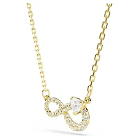 Hyperbola necklace, Heart cut, Pavé, Infinity, White, 18K gold finish