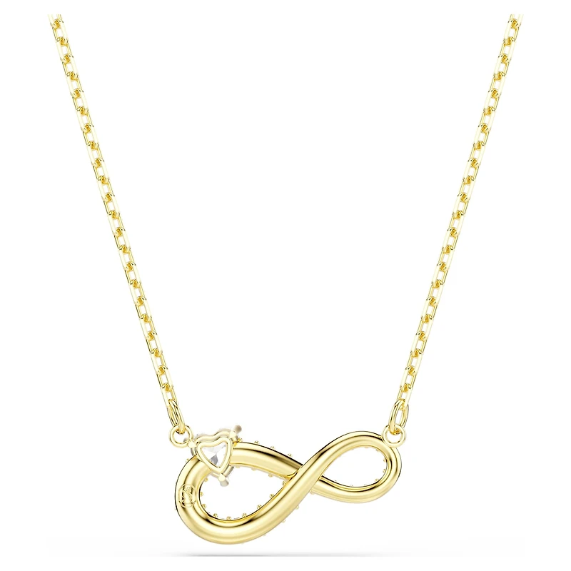 Hyperbola necklace, Heart cut, Pavé, Infinity, White, Gold-tone plated by SWAROVSKI