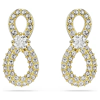 Hyperbola stud earrings, Round cut, Pavé, Infinity, White, 18K gold finish