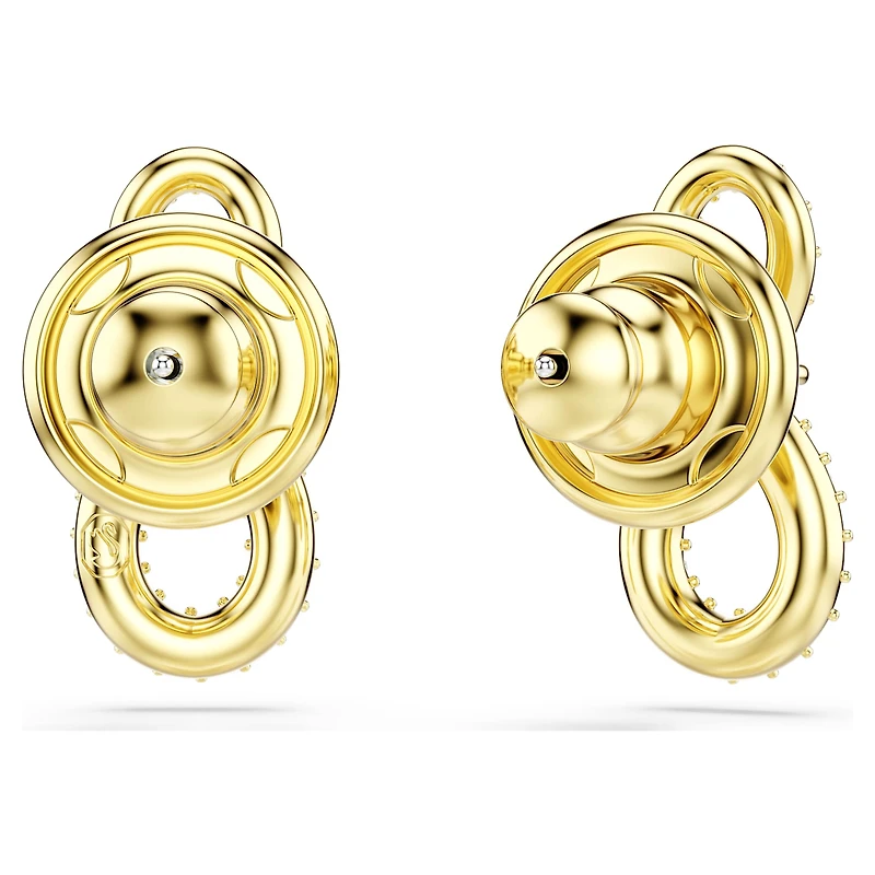 Hyperbola stud earrings, Round cut, Pavé, Infinity, White, 18K gold finish