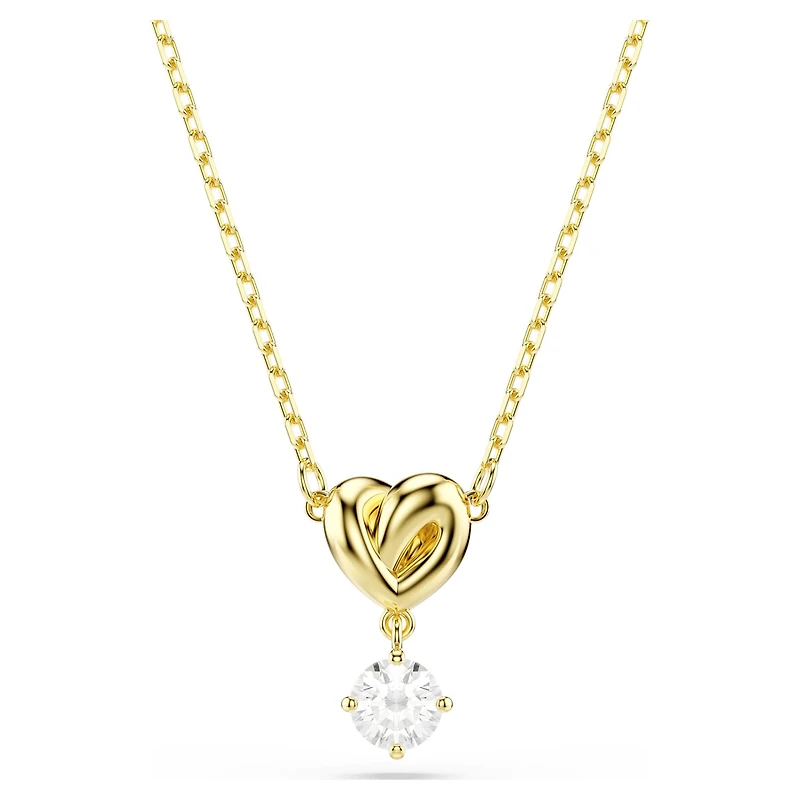 Lifelong pendant, Round cut, Heart, White, 18K gold finish