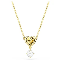 Lifelong pendant, Round cut, Heart, White, 18K gold finish