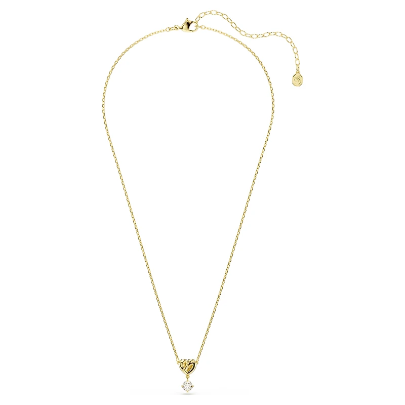 Lifelong pendant, Round cut, Heart, White, 18K gold finish