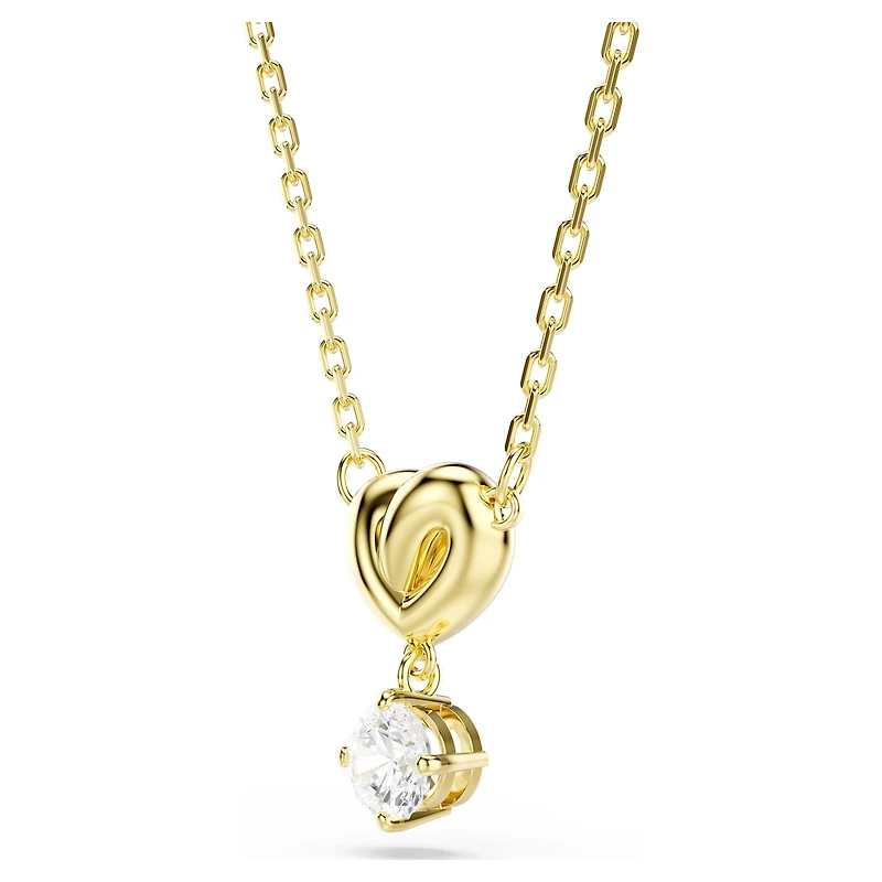 Lifelong pendant, Round cut, Heart, White, 18K gold finish