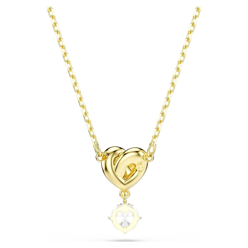 Lifelong pendant, Round cut, Heart, White, 18K gold finish