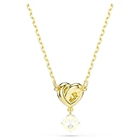 Lifelong pendant, Round cut, Heart, White, 18K gold finish