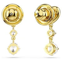 Lifelong drop earrings, Round cut, Heart, White, 18K gold finish