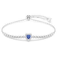 One bracelet, Mixed cuts, Heart, Blue, Rhodium plated by SWAROVSKI