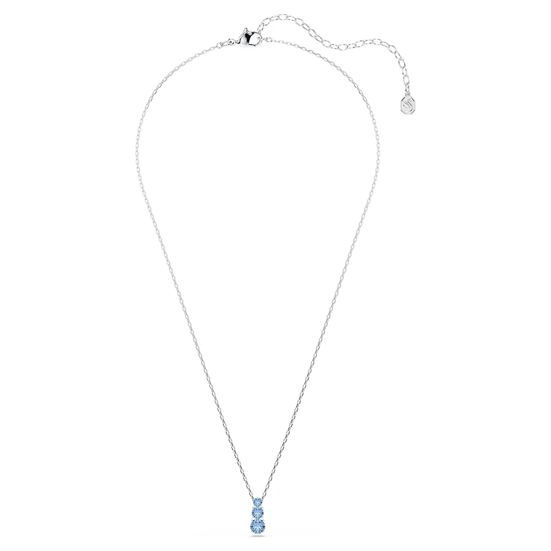 Stilla Attract pendant, Round cut, Blue, Rhodium plated by SWAROVSKI