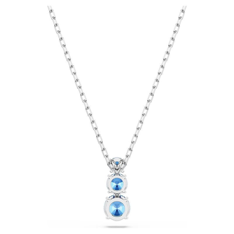 Stilla Attract pendant, Round cut, Blue, Rhodium plated by SWAROVSKI