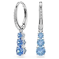 Stilla Attract hoop earrings, Round cut, Pavé, Blue, Rhodium plated by SWAROVSKI