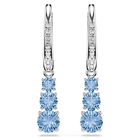 Stilla Attract hoop earrings, Round cut, Pavé, Blue, Rhodium plated by SWAROVSKI