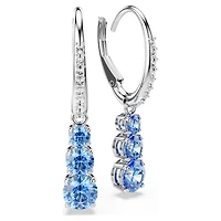 Stilla Attract hoop earrings, Round cut, Pavé, Blue, Rhodium plated by SWAROVSKI