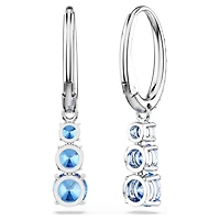 Stilla Attract drop earrings, Round cut, Pavé, Blue, Rhodium plated by SWAROVSKI