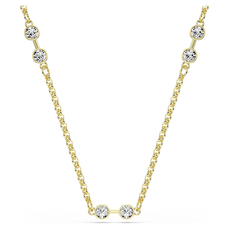Swarovski Remix necklace, Round cut, White, 18K gold finish