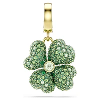Idyllia charm, Clover, Green, Gold-tone plated by SWAROVSKI