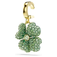 Idyllia charm, Clover, Green, 18K gold finish