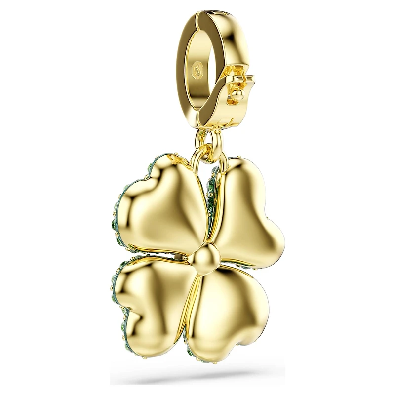 Idyllia charm, Clover, Green, 18K gold finish
