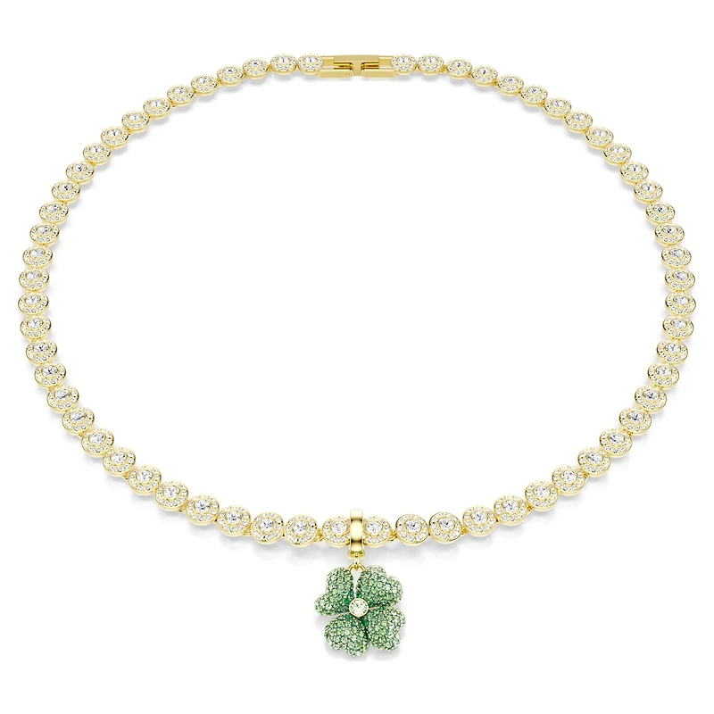 Idyllia charm, Clover, Green, 18K gold finish